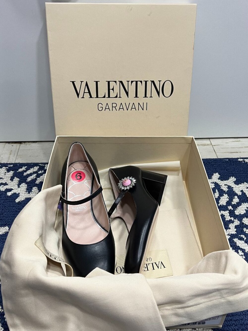 VALENTINO GARAVANI Preshoes Black Leather 60mm Heel Pumps size 6' New Read